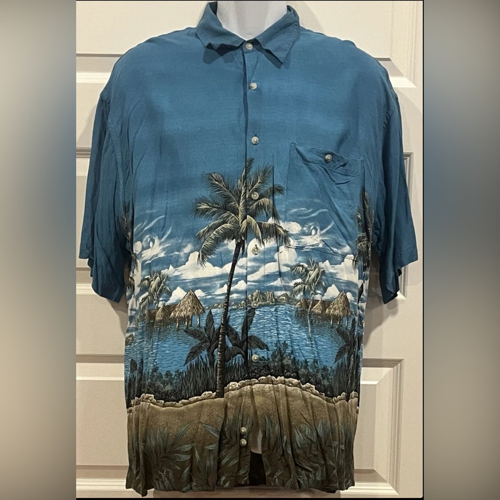 Men’s Campia Moda Hawaiian Shirt - Palm Tree Print - Button Up - Size XL